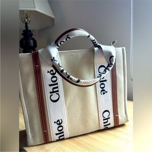 NEW Chloé woody medium tote bag - Canvas & Leather